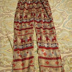 Red and Gray Patterned Pajama Pants